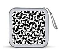 Jubonexis Abstract Black and White Pattern CD Case DVD Storage Case Portable for Car Home Travel