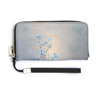 Jubonexis Abstract Blue Flower PU Leather Clutch Long Bifold Wallet, Coin Purse Credit Pass Case, Durable Card-Holder Money Storage for Women Men