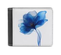Jubonexis Abstract Blue Flower Soft PU Leather Bifold Wallet, Coin Purse Credit Pass Case, Durable Card-Holder Slim Billfold for Men Woman Money Storage