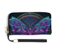 Jubonexis Abstract Butterfly Mandala PU Leather Clutch Long Bifold Wallet, Coin Purse Credit Pass Case, Durable Card-Holder Money Storage for Women Men