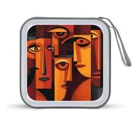 Jubonexis Abstract Cubist Several Faces Illustration CD Case DVD Storage Case Portable