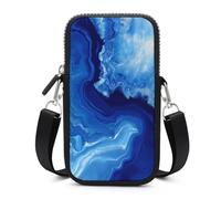 Jubonexis Abstract Deep-blue Ink Marble Crossbody Mobile Phone Bag Smartphone Bag With Adjustable Strap