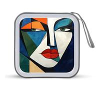 Jubonexis Abstract Face Cubism Bold Geometric CD Case DVD Storage Case Portable