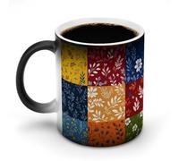 Jubonexis Abstract Floral Motif Colorful Flowers Color Changing Mugs Heat Changing Ceramic Coffee Mug Novelty Funny Tea Water Cup 11OZ