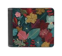 Jubonexis Abstract Floral Motif Soft PU Leather Bifold Wallet, Coin Purse Credit Pass Case, Durable Card-Holder Slim Billfold for Men Woman Money Storage