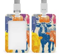 Jubonexis Abstract Geometric Cows Pop Art ID Badge Holder Retractable Clip Card Holder Card Protector Name Badge Name Tag for Work Office Doctor Nurse