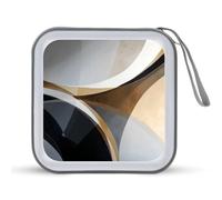 Jubonexis Abstract Geometric Shapes Black Beige CD Case DVD Storage Case Portable