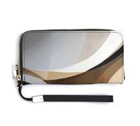 Jubonexis Abstract Geometric Shapes Black Beige PU Leather Clutch Long Bifold Wallet, Coin Purse Credit Pass Case, Durable Card-Holder Money Storage for Women Men