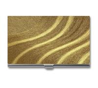 Jubonexis Abstract Golden Curved Lines Texture Business Card Holder, Pocket Slim Metal Business Card Case for Women Men
