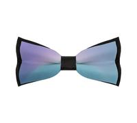 Jubonexis Abstract Gradient Teal Blue to Pastel Lavender Bow Tie for Men Wedding Party Bowtie