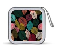 Jubonexis Abstract Leaf Pattern Graphic CD Case DVD Storage Case Portable for Car Home Travel