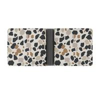Jubonexis Abstract Leopard Spots Beige Brown Black Soft PU Leather Bifold Wallet, Coin Purse Credit Pass Case, Durable Card-Holder Slim Billfold for Men Woman Money Storage