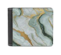 Jubonexis Abstract Light Green Marble Soft PU Leather Bifold Wallet, Coin Purse Credit Pass Case, Durable Card-Holder Slim Billfold for Men Woman Money Storage