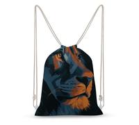 Jubonexis Abstract Lion Face Modern Art Drawstring Backpack Canvas String Bag Lightweight Sports Gym Bag for Men Women