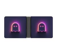 Jubonexis Abstract Neon Glowing Ghost Soft PU Leather Bifold Wallet, Coin Purse Credit Pass Case, Durable Card-Holder Slim Billfold for Men Woman Money Storage