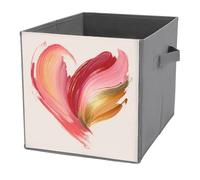 Jubonexis Abstract Paintbrush A Heart Shape Pastel Pink Cube Storage Bins Storage Cubes Foldable Decorative Fabric Storage Baskets Home Organizers with Handles for Shelves,Closet, 27x27 CM