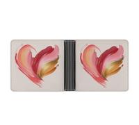 Jubonexis Abstract Paintbrush A Heart Shape Pastel Pink Soft PU Leather Bifold Wallet, Coin Purse Credit Pass Case, Durable Card-Holder Slim Billfold for Men Woman Money Storage