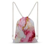 Jubonexis Abstract Pink Waves Liquid Marble Drawstring Backpack Canvas String Bag Lightweight Sports Gym Bag for Men Women