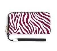 Jubonexis Abstract Red Zebra Stripe Pattern PU Leather Clutch Long Bifold Wallet, Coin Purse Credit Pass Case, Durable Card-Holder Money Storage for Women Men