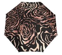 Jubonexis Abstract Rose Gold Folding Umbrella 3 Folds Auto Windproof Travel Umbrellas Strong Lightweight Umbrellas for Outdoor Sun & Rain