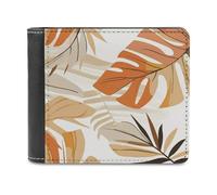 Jubonexis Abstract Simple Scandinavian Leaves Pattern Soft PU Leather Bifold Wallet, Coin Purse Credit Pass Case, Durable Card-Holder Slim Billfold for Men Woman Money Storage