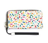 Jubonexis Abstract Small Colorful Scattered Grid PU Leather Clutch Long Bifold Wallet, Coin Purse Credit Pass Case, Durable Card-Holder Money Storage for Women Men