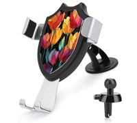 Jubonexis Abstract Stained Glass Watercolor Flowers Car Phone Holder Mount Triangle Clip Base Air Vent Cell Phone Car Mount Automotive Accessories for 4-6 Inches Cell Smartphones
