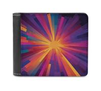 Jubonexis Abstract Sun Rays Color Soft PU Leather Bifold Wallet, Coin Purse Credit Pass Case, Durable Card-Holder Slim Billfold for Men Woman Money Storage