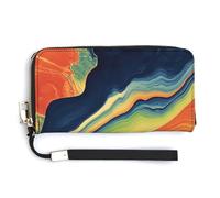 Jubonexis Abstract Swirling Colors Patterns PU Leather Clutch Long Bifold Wallet, Coin Purse Credit Pass Case, Durable Card-Holder Money Storage for Women Men