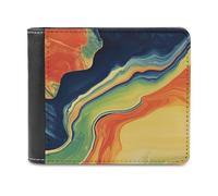 Jubonexis Abstract Swirling Colors Patterns Soft PU Leather Bifold Wallet, Coin Purse Credit Pass Case, Durable Card-Holder Slim Billfold for Men Woman Money Storage