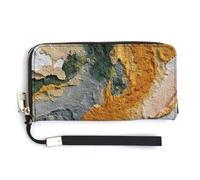 Jubonexis Abstract Texture in Natural Colours PU Leather Clutch Long Bifold Wallet, Coin Purse Credit Pass Case, Durable Card-Holder Money Storage for Women Men