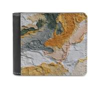Jubonexis Abstract Texture in Natural Colours Soft PU Leather Bifold Wallet, Coin Purse Credit Pass Case, Durable Card-Holder Slim Billfold for Men Woman Money Storage