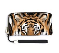 Jubonexis Abstract Tiger PU Leather Clutch Long Bifold Wallet, Coin Purse Credit Pass Case, Durable Card-Holder Money Storage for Women Men