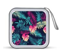 Jubonexis Abstract Tropical Floral Palm Leaves CD Case DVD Storage Case Portable for Car Home Travel