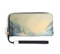 Jubonexis Abstract Winter Landscape PU Leather Clutch Long Bifold Wallet, Coin Purse Credit Pass Case, Durable Card-Holder Money Storage for Women Men
