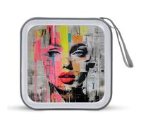 Jubonexis Abstract Woman Newspaper Pop Art CD Case DVD Storage Case Portable for Car Home Travel