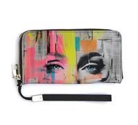 Jubonexis Abstract Woman Newspaper Pop Art PU Leather Clutch Long Bifold Wallet, Coin Purse Credit Pass Case, Durable Card-Holder Money Storage for Women Men