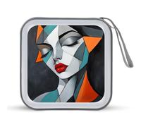Jubonexis Abstract Woman's Face Geometric CD Case DVD Storage Case Portable