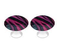 Jubonexis Abstract Zebra Stripes Black Pink Round Drawer Cabinet Knobs Handles with Screws,2 Pcs, Drawer Dresser Knob Pulls Decor for Wardrobe Cupboard Home Office Kitchen