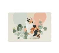 Jubonexis Adorable Calico Cat Sitting Minimalist Tin Metal Signs Wall Art Decorations for Bar Pub Club Cafe Room Farmhouse White 20x30cm