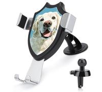 Jubonexis Adorable Dog Golden Retriever Smiling Car Phone Holder Mount Triangle Clip Base Air Vent Cell Phone Car Mount Automotive Accessories for 4-6 Inches Cell Smartphones