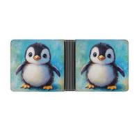 Jubonexis Adorable Penguin Soft PU Leather Bifold Wallet, Coin Purse Credit Pass Case, Durable Card-Holder Slim Billfold for Men Woman Money Storage