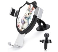 Jubonexis Adorable Rabbit Floral Crown Egg Car Phone Holder Mount Triangle Clip Base Air Vent Cell Phone Car Mount Automotive Accessories for 4-6 Inches Cell Smartphones