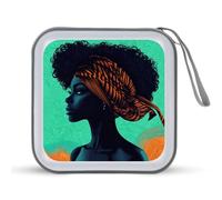 Jubonexis African Woman Afro Head Wrap CD Case DVD Storage Case Portable for Car Home Travel