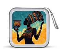Jubonexis African Woman Holding Ancient Vase CD Case DVD Storage Case Portable for Car Home Travel