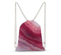 Jubonexis Agate Slice Pink Drawstring Backpack Canvas String Bag Lightweight Sports Gym Bag for Men Women