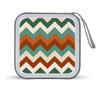 Jubonexis Alternating Stripes Sage Green Beige Pattern CD Case DVD Storage Case Portable for Car Home Travel