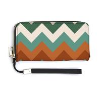 Jubonexis Alternating Stripes Sage Green Beige Pattern PU Leather Clutch Long Bifold Wallet, Coin Purse Credit Pass Case, Durable Card-Holder Money Storage for Women Men