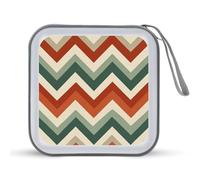 Jubonexis Alternating Stripes Sage Green Sand Beige CD Case DVD Storage Case Portable for Car Home Travel