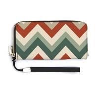 Jubonexis Alternating Stripes Sage Green Sand Beige PU Leather Clutch Long Bifold Wallet, Coin Purse Credit Pass Case, Durable Card-Holder Money Storage for Women Men
